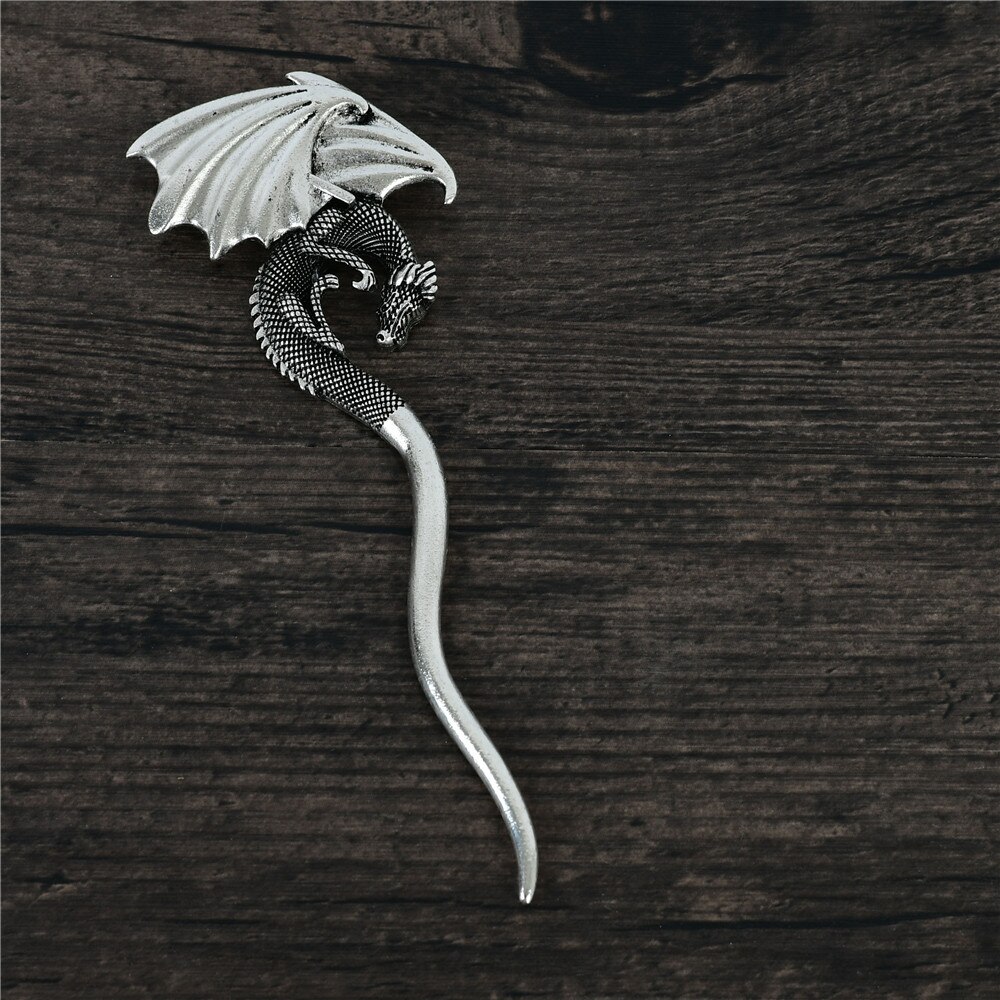 viking Dragon Hair Sticks Norse Dragon Hairpin Hair Barrette Hair Accessories Amulet Jewelry For Women: antique silver