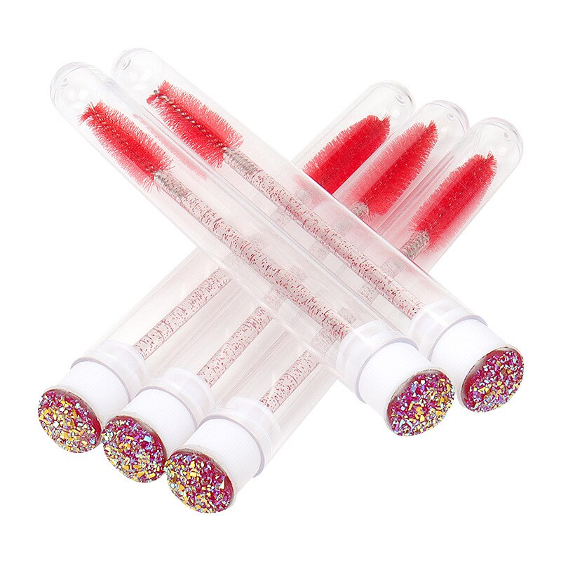 10/20 Pcs Wimpers Borstel Met Buis Kristal Wegwerp Glitter Wenkbrauw Borstels Vervangbare Stofdicht Wimper Accessoires: Red 20pcs