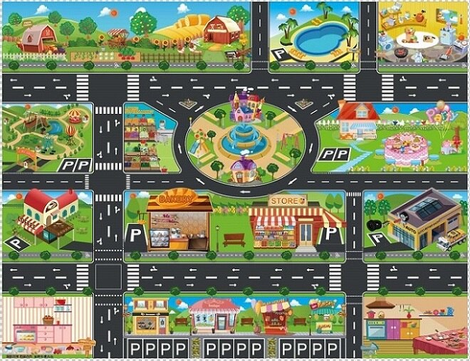 100*130 Cm Speelgoed Auto Mat Kaart Speelgoed Auto Box Kids Simulatie Stad Road Kaart Waterdichte Playmat Draagbare vloer Spelletjes