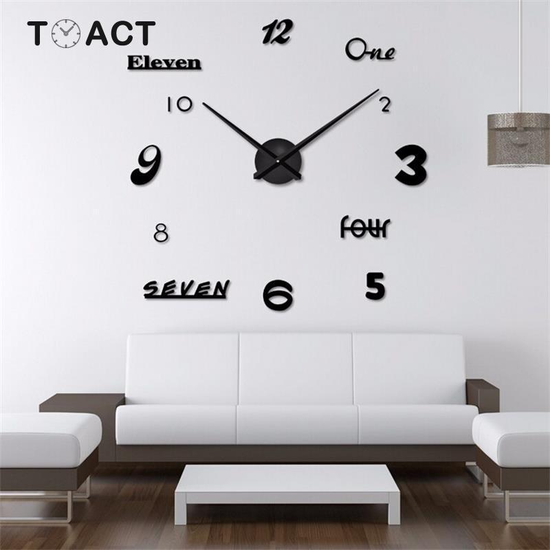 3D Wandklok Horloge Modern 3D Diy Acryl Spiegel Stickers Horloges Woonkamer Quartz Naald Europa Wandklokken Grote size