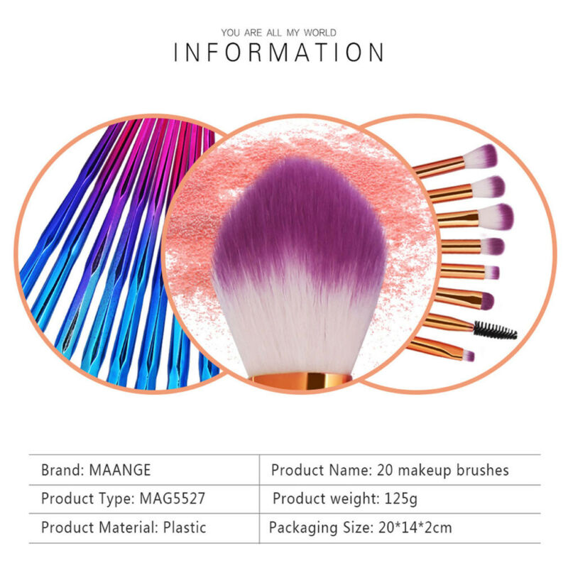 20PCS Unicorn Beauty Makeup Brushes Tool Set Blending Cosmetic Powder Eye Shadow Brush A Full Set of Cosmetic Brush