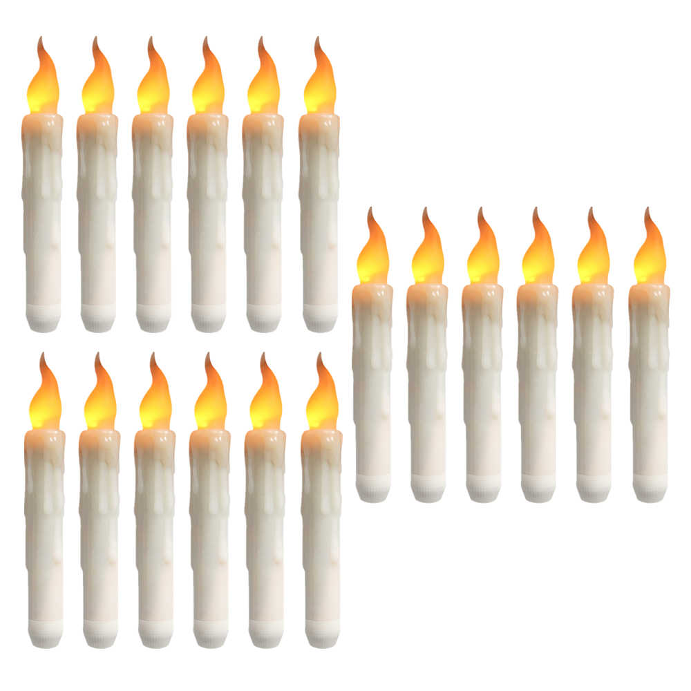 12/24pz portato candele coniche senza fiamma 6.5 &quot;candela affusolata alta a batteria candelieri portatili a fiamma tremolante bianco caldo: 18 pezzi