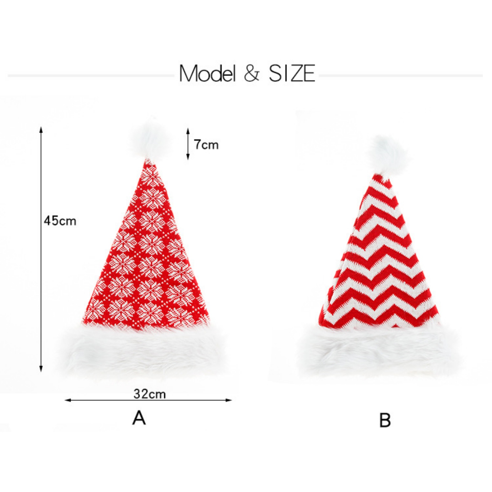 1pc juleluer med strikket pelskant og sikksakk- og snøfnuggmønster, julepynt til menn og kvinner