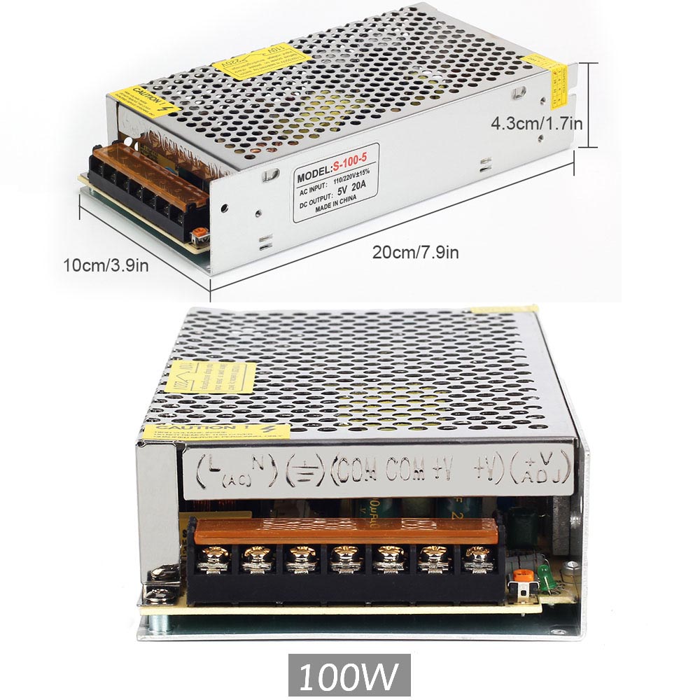DC 5V Lighting Transformers LED Driver Power Adapter 2A~80A ,10W~350W for LED Pixel Strip 5V Strip Light Switching Power Supply: 5V 100W 20A