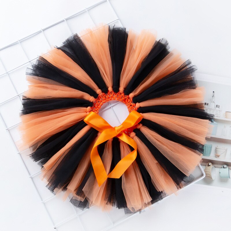 Bebê meninas sortidas cores artesanal malha tutu saias para crianças festival de natal aniversário curto pettiskirt roupas 0-2y: Black Orange