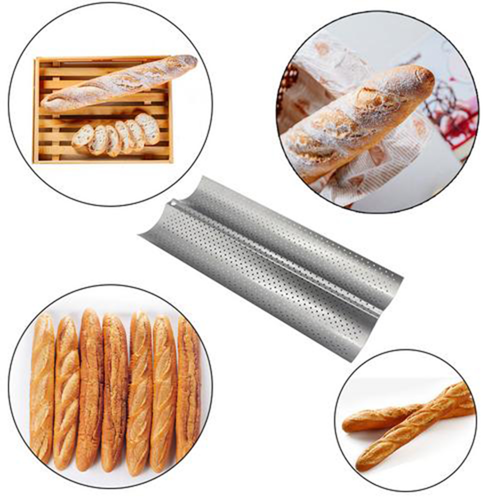 Roestvrij Staal Franse Brood Bakvorm Wave Bakplaat Praktische Cake Baguette Pannen Zilver 2 Groef Golven Brood Bakken Tools