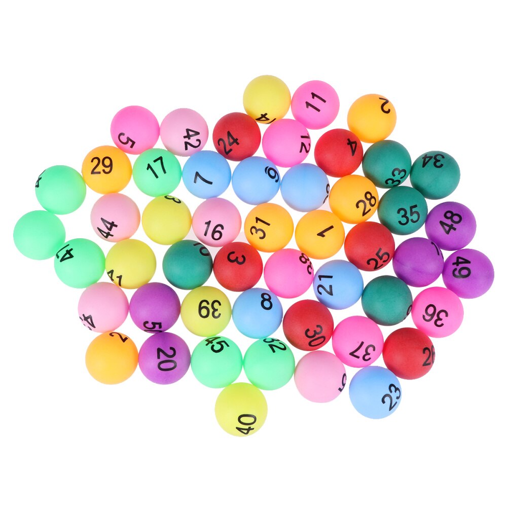 50 Stuks Loterij Ballen Diverse Kleur Pp Tafeltennis Ballen 40Mm Gedrukt Ping Pong Ballen Met Nummer Voor Game party Decoratie (