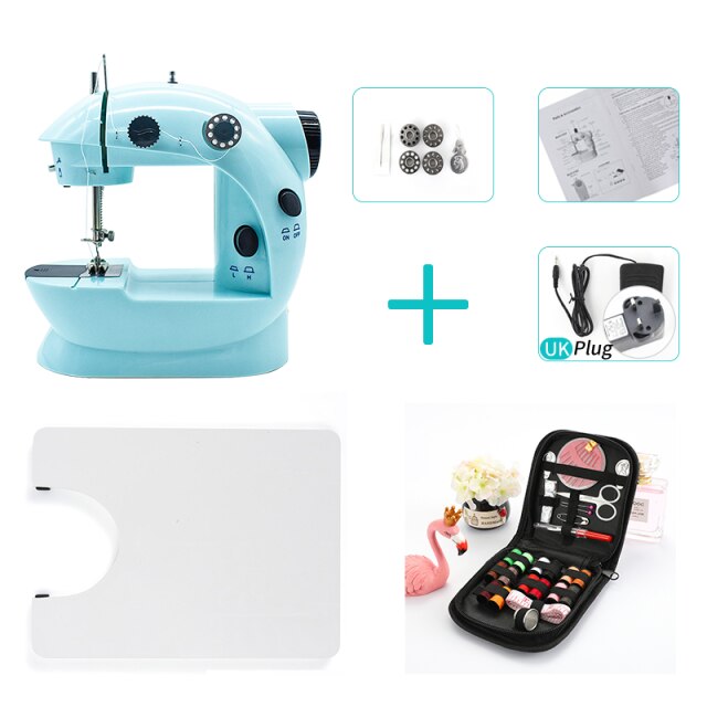 Booksew Mini Sewing Machine Portable Cutter Foot Pedal Straight Line Hand Table Night Light Two Thread Electric Winding Mending: 02-Z4-UK