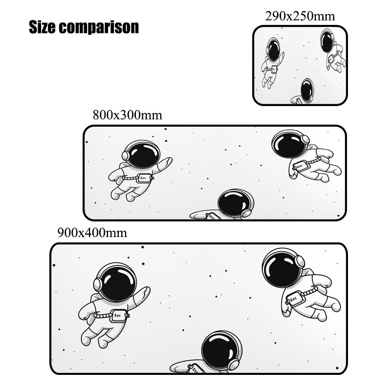 Mousepad Astronauta Space Desk Mat Extended Pad Gamer Pc Table Gaming Mats Desktop Accessories Cute Carpet Table Computer Rug: XS / WHITE