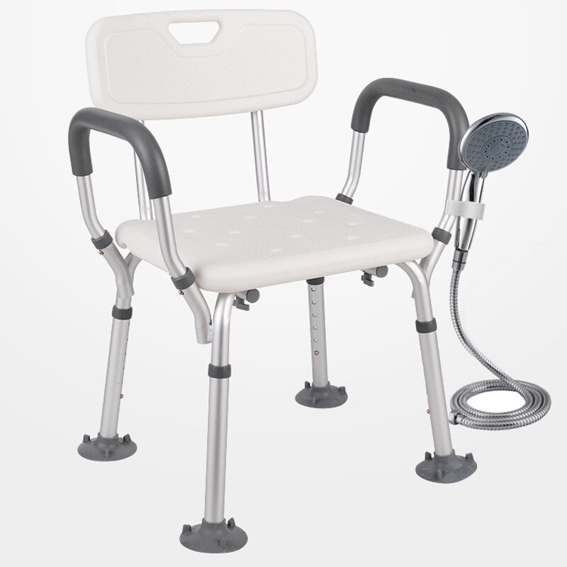 Non Slip Bath Stool With Armrests Backrest Shower ... – Vicedeal