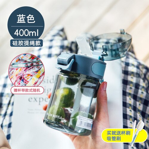 Transparent enkel vattenflaska kawaii söt snygg liten bärbar vattenflaska miljövänlig utomhus frasco drinkware  ab50wb: J -400ml