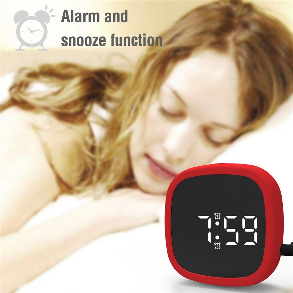 Digital Alarm Clock LED Display Pocket Silicone Voice-activated Clock Desk Clock Silicone voice-activated digital alarm clock CD: Red