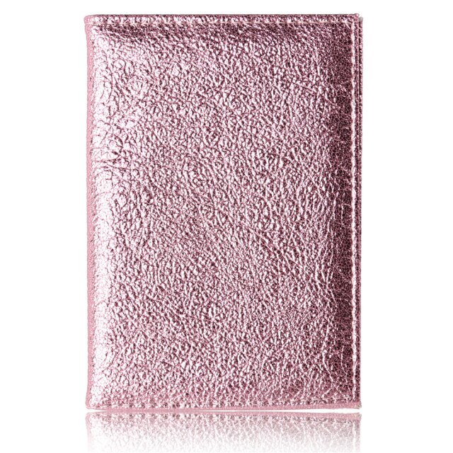 Universal Travel Paspoort Deksel Vrouwen Eenvoudige Paspoort Id Card Cover Pu Lederen Paspoort Case Reizen Covers Voor Paspoorten: pink and gold