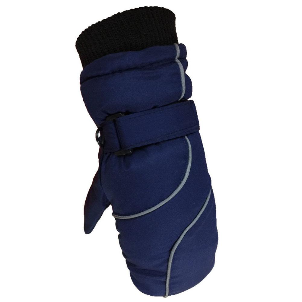 Fortykkede varme skihandsker fløjls tilføjende og fortykkede vandtætte vindtætte udendørs handsker til børn fri størrelse: Marine blå