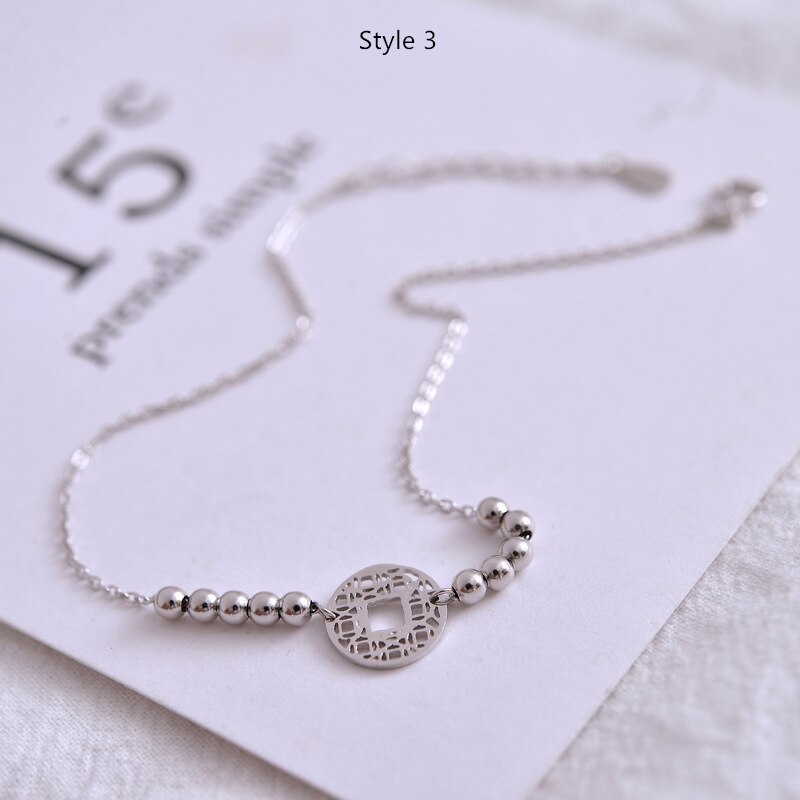 S925 Sterling Silber Fußkettchen Trend Schlange Knochen Kette Fußkettchen Stern/Runde Korn retro Persönlichkeit Wilde Weibliche Mädchen Füße Juwel: 1 Stück Stil 3