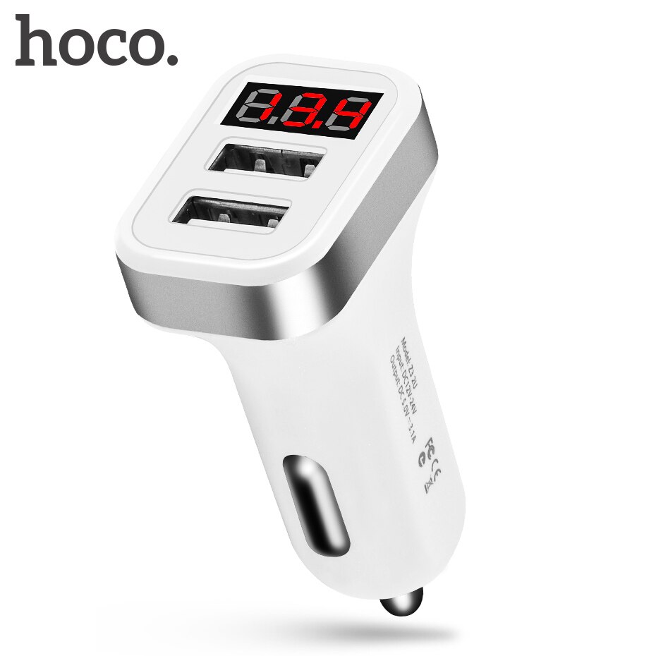 HOCO Mini USB Carregador de Carro Para O Telefone Móvel Tablet GPS 3.1A Rápido Carro-Carregador Dual USB Carregador de Telefone LEVOU adaptador de vídeo no Carro: White