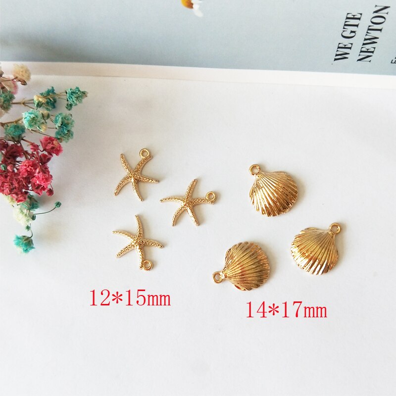 20Pcs Zeester Shell Charms Dangle Goud Kleur Zinklegering Hangers Sieraden Diy Materiaal Accessoires Oorbel Armbanden Drijvende