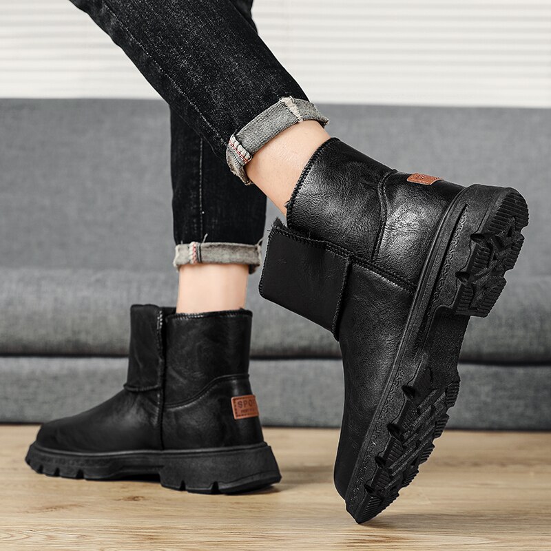 Mannen Laarzen Winter Warm Pluche Snowboots Outdoor Antislip Enkel Laarzen Winter Sneakers Slip Op schoenen Man Sneakers