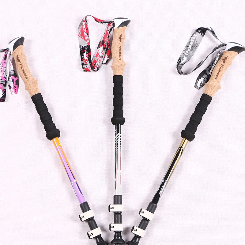 Mountain-climbing Walking Stick Carbon Fibers Ultra light 3 Section External lock Outdoor Hiking 135cm