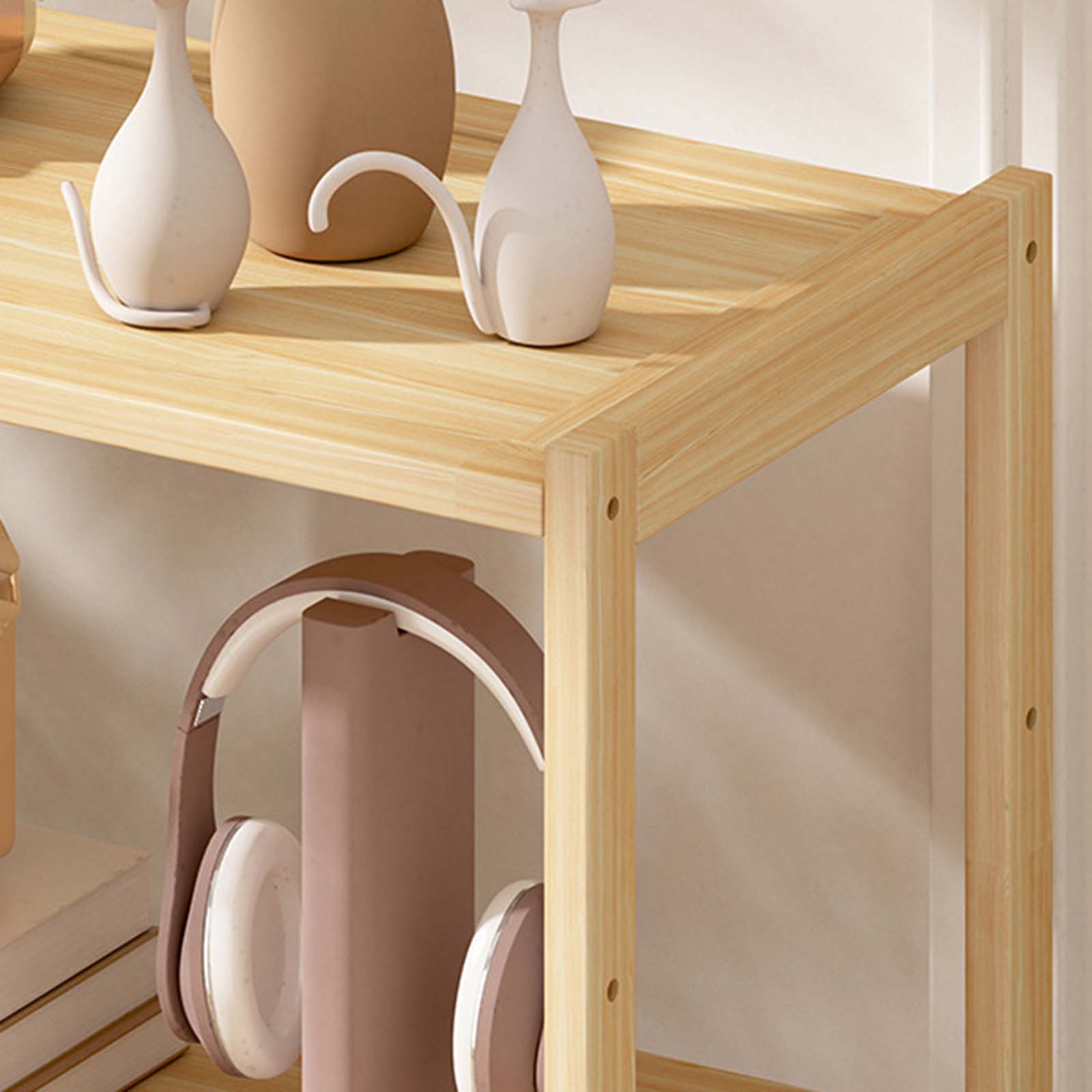 Wooden Shelf Desk Rack Spice Rack Standing Desktop Display Organizer Tabletop Storage Organizer for Home Kitchen