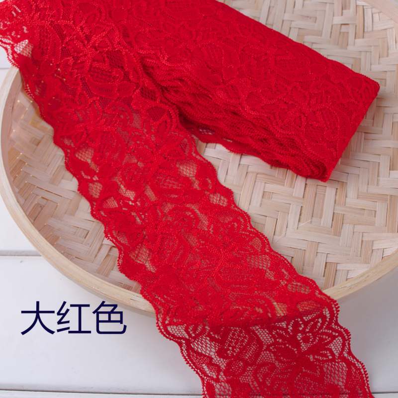 8 cm spandex elastische rekbare kanten rand doe-het-zelf ambachten stof voor jurk ondergoed lingerie shorts kleding decoratie kant lint: Rood