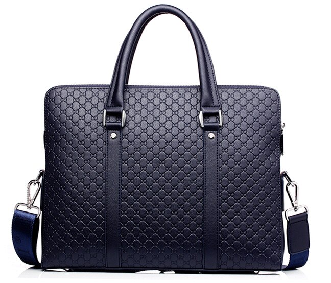 Mænds forretningsmappe afslappet skuldertaske dobbeltlag bærbar taske stor kapacitet mandlig håndtaske rejsetaske: Blå
