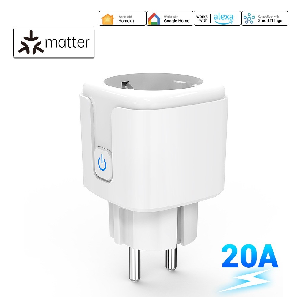 20A Matter EU toma de electrodomésticos Mini adaptador de enchufe inteligente Control de aplicación funciona con HomeKit Siri Alexa Google WiFi enchufe inteligente: Tipo 12