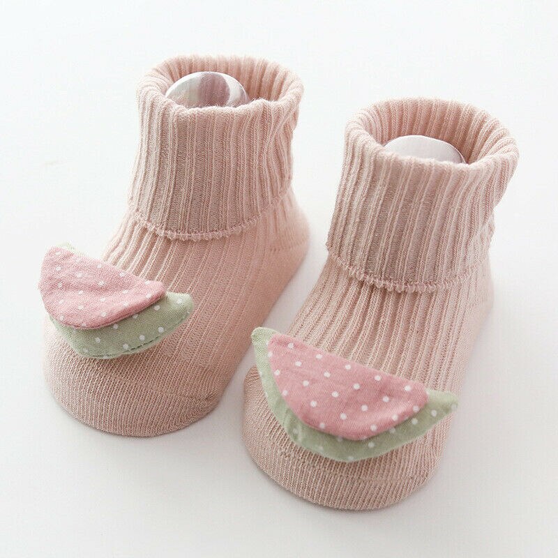 Baby Clothing Toddler Baby Non-Slip Boot Socks Girls Winter Cartoon Warm Shoes 3D Cartoon Fruit Winter Warm House Shoes: 3D Fruit Pink / 9M