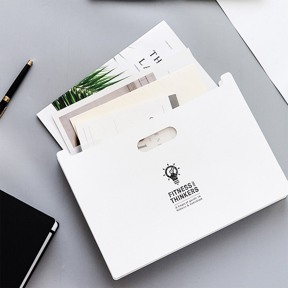 TOPPER 12Pockets PP Expanding File Folder A4 Organizer Portable Business File Office Supplies Document Holder Carpeta Archivador: white Horizontal