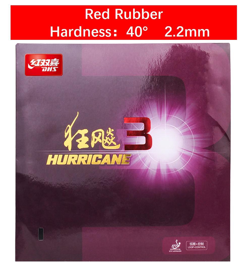 DHS Hurricane 3 Hurricane3 Pips In Table Tennis Rubber With Sponge Ping Pong Rubber Tenis De Mesa with ball: 1 pcs red H40 2.2