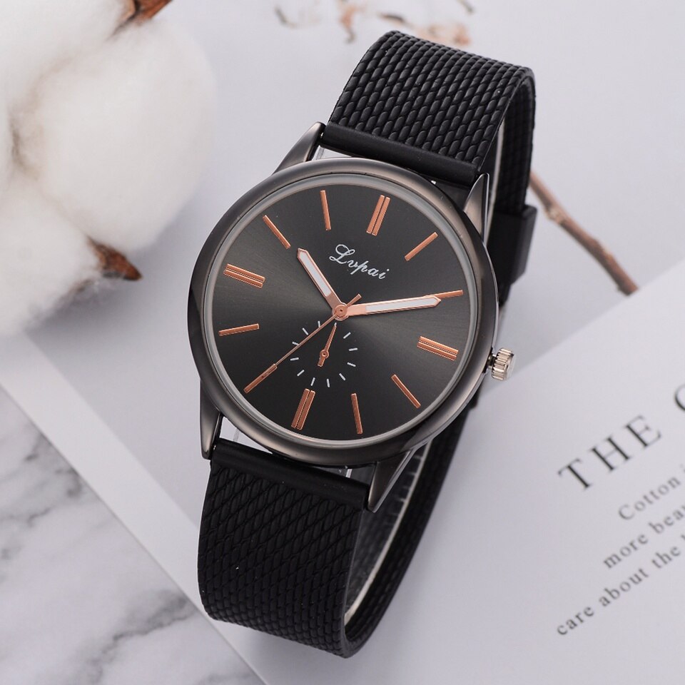 Lvpai Brand Ladies Wrist Watch Luxury Silver Silicone Strap Dress Quartz Clock Simple Silver Bracelet Watches