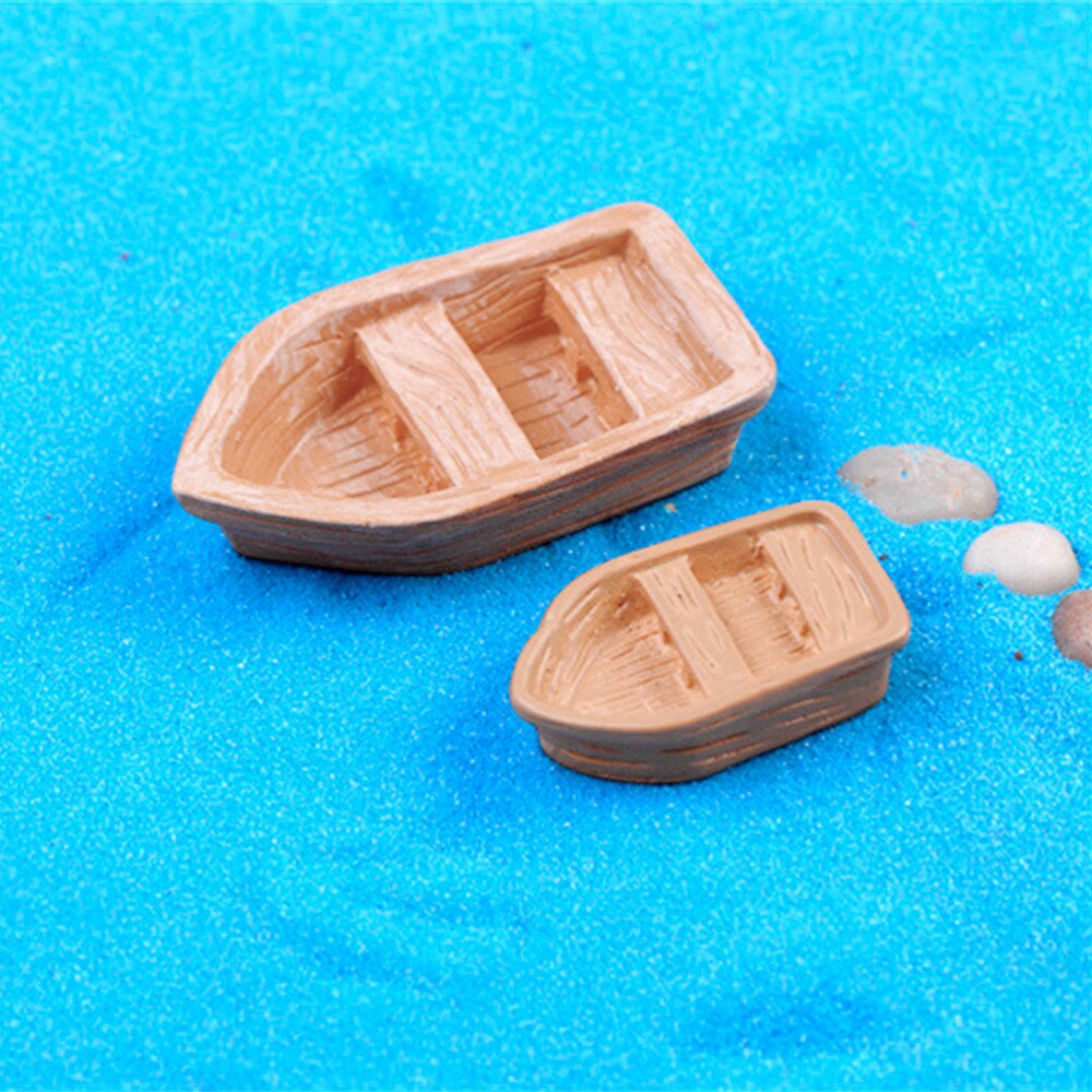 DIY Ornaments Accessories Resin Craft Retro Wood Boat Model Figure Toys Micro Garden Decoration