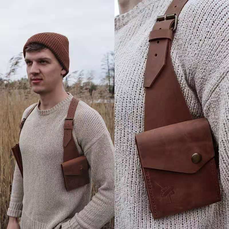 Armadura de traje Medieval para hombre, accesorios de disfraces Vintage gótico, Caballero Guerrero, arnés de hombro de cuero PU, arnés corporal para el pecho, cinturón: Marrón