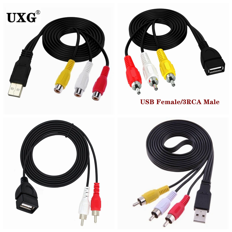 USB Männlich Weiblich Stecker Auf 3 schnallen-buchse Adapter Audio- Konverter Video AV USB Zu 2 RCA Kabel Für HDTV TV Fernsehen draht Kabel Kabel