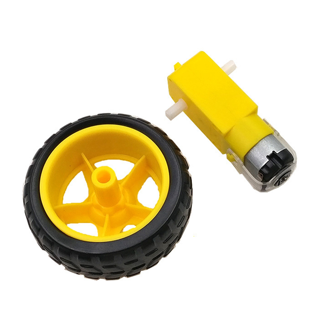 2Pcs Small Smart Car Tyres Wheel Robot Chassis Kit With DC Speed Reduction Motor For Children Kids Education Toys Birthday