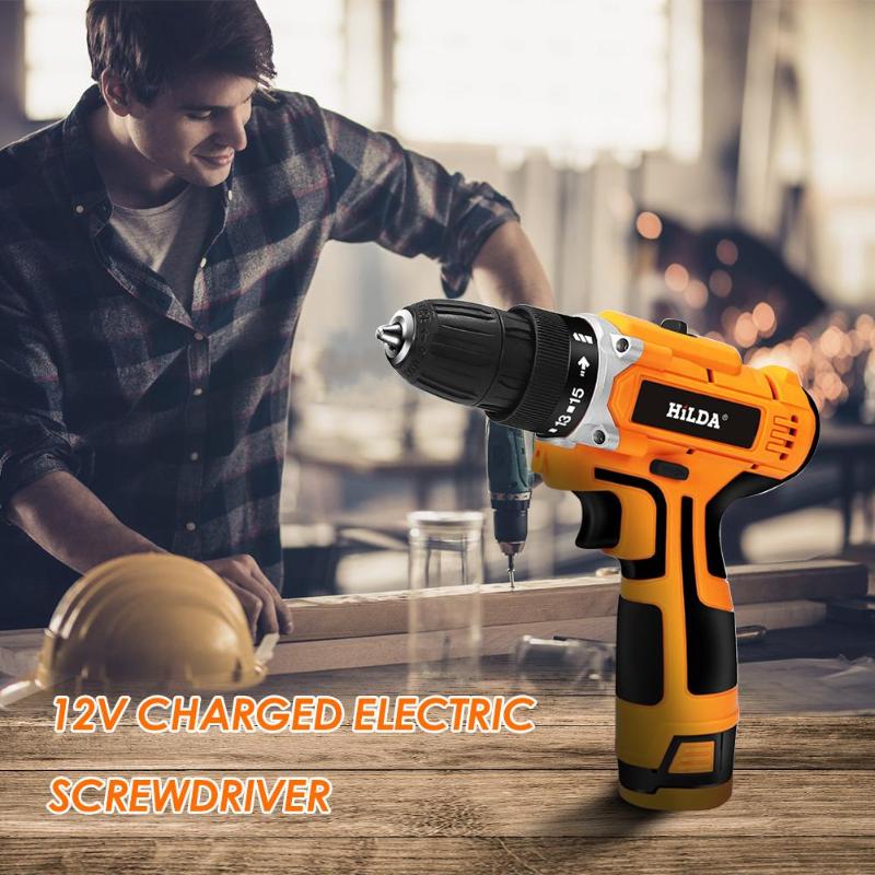 12V Cordless Electric Drill Screwdriver Strong Torque Drill Mini Hand Drill Power Tool Battery Electric Screwdriver Power Tools