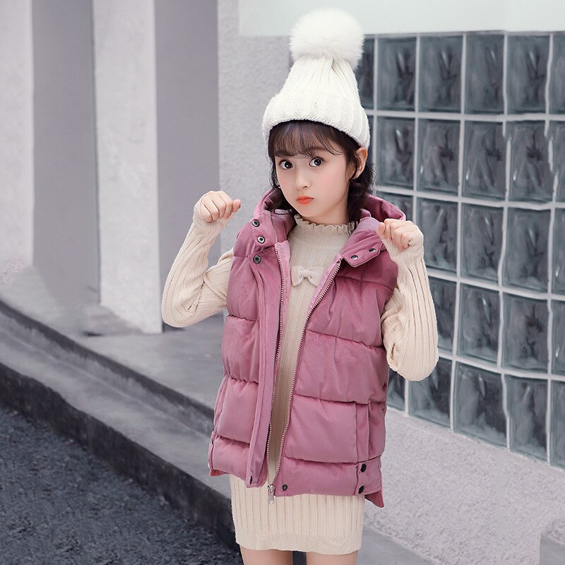 Chaqueta deportiva sin mangas para niños y adolescentes, chaleco grueso y cálido con capucha a la , novedad de: pink / 120