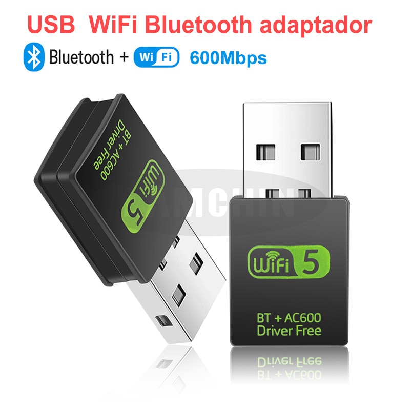 Bluetooth WIFI 2 IN 1 Adapter USB WiFi Adapter 600Mbps 5Ghz Gratis Drive USB Netwerkkaart Desktop Computer draadloze Netwerkkaart