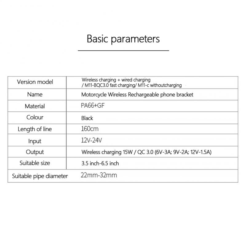 Motorcycle Wireless Charger for iPhone 11 Samsung 15W Induction Car Mount Fast Wireless Charging with Car Phone Holder stand