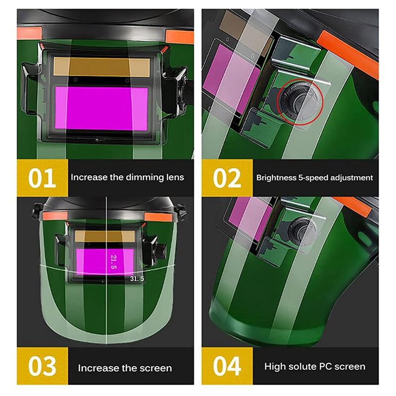 Solar Powered Auto Darkening Welding Helmet Electric Welding Mask Welding Protective Mask For TIG MIG ARC(Adjustable)