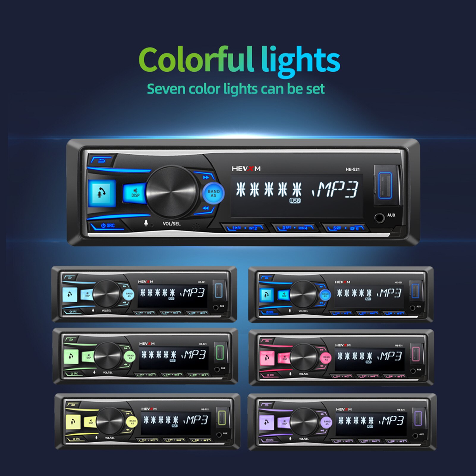 Digital HD LCD Display Car Stereo 1DIN 64GB USB/IN-Dash Car Radio Stereo Voice Remote Control Removable Panel BT Autoradio