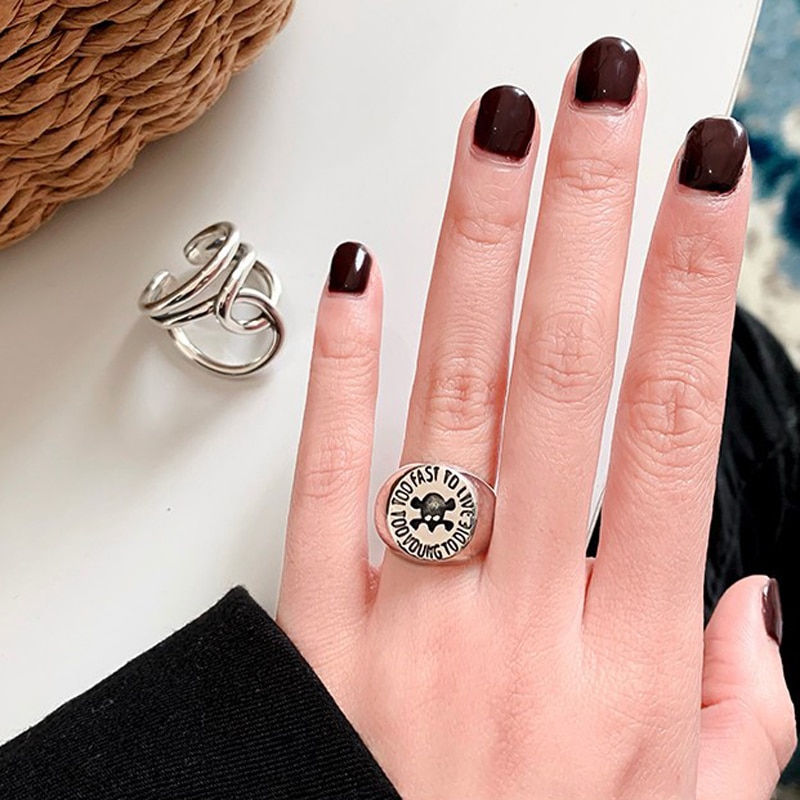 Foxanry 925 Sterling Silver Adjustable Rings for Women Couples Vintage Handmade Cross Geometric Birthday Party Jewelry