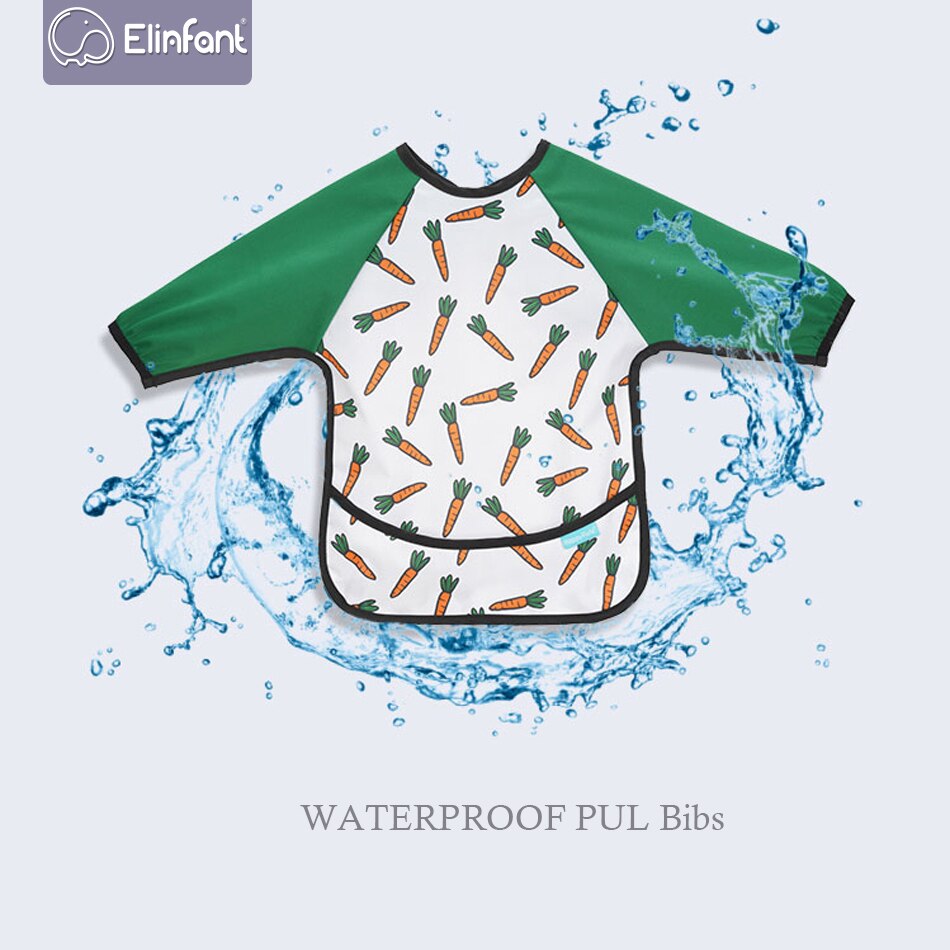 Elinfant Lange Mouwen Slabbetjes Waterdichte Baby Bib En Peuters Met Pocket Licht Gewicht Bib Wasbare One Size Feeding Slabbetjes