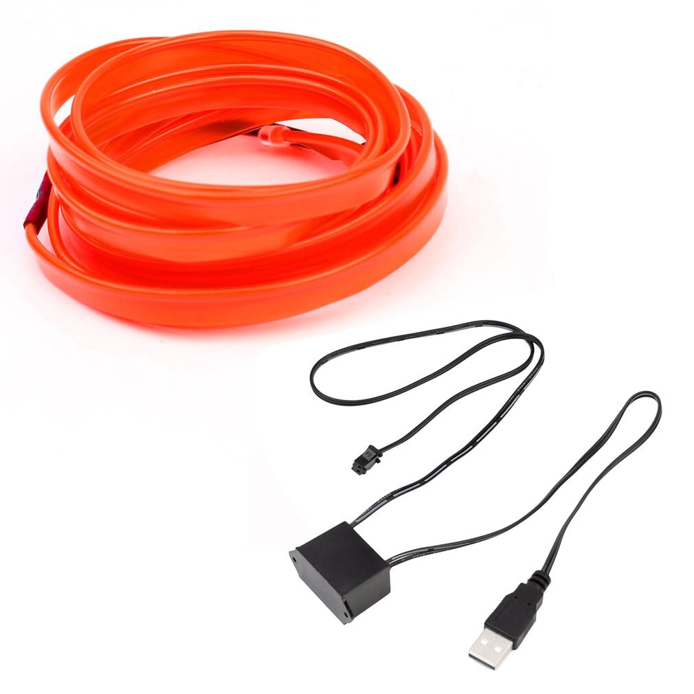 5M LED EL Light Neon Rope Car Dance Glow Light Strip + 3V/12V Controller USB Drive Car Decoration Light Car Styling Party Decor: Red