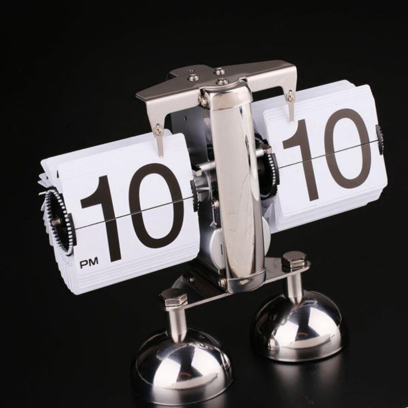 Digital Auto Flip Clock Retro Vintage Style Down Metal Double Stand Table Clock Unique Automatic Flip Clock
