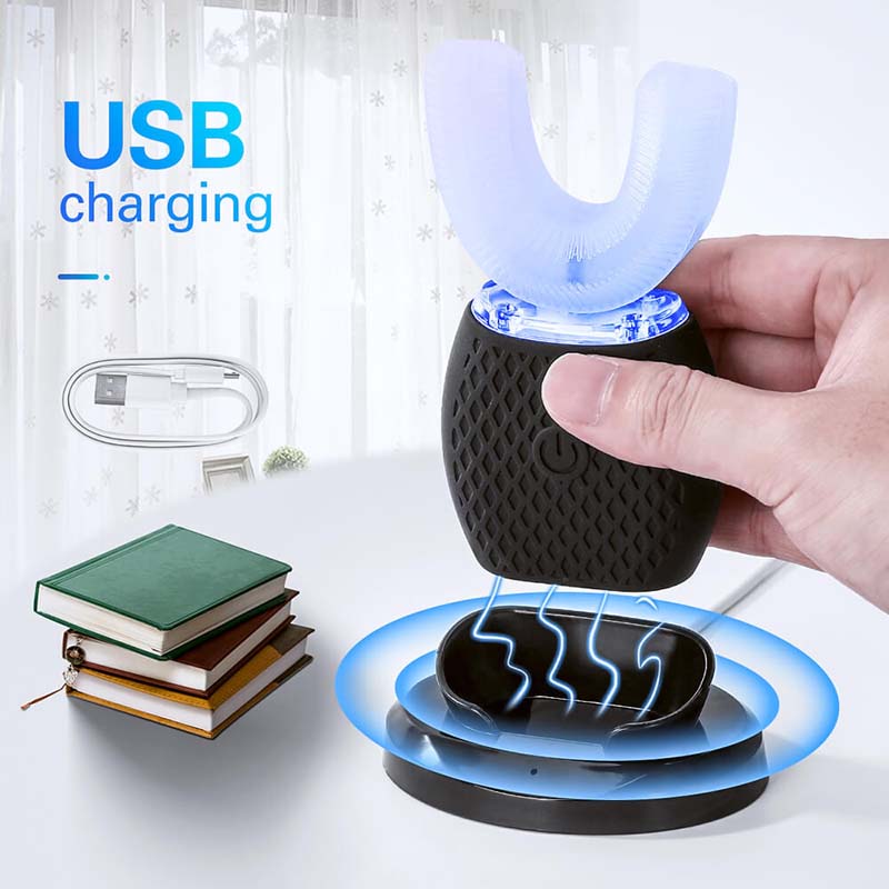 Newest U-Shape Soft Bristle Electric Toothbrush Waterproof Silicone Lazy Ultrasonic Induction Charging Electronic Toothbrush