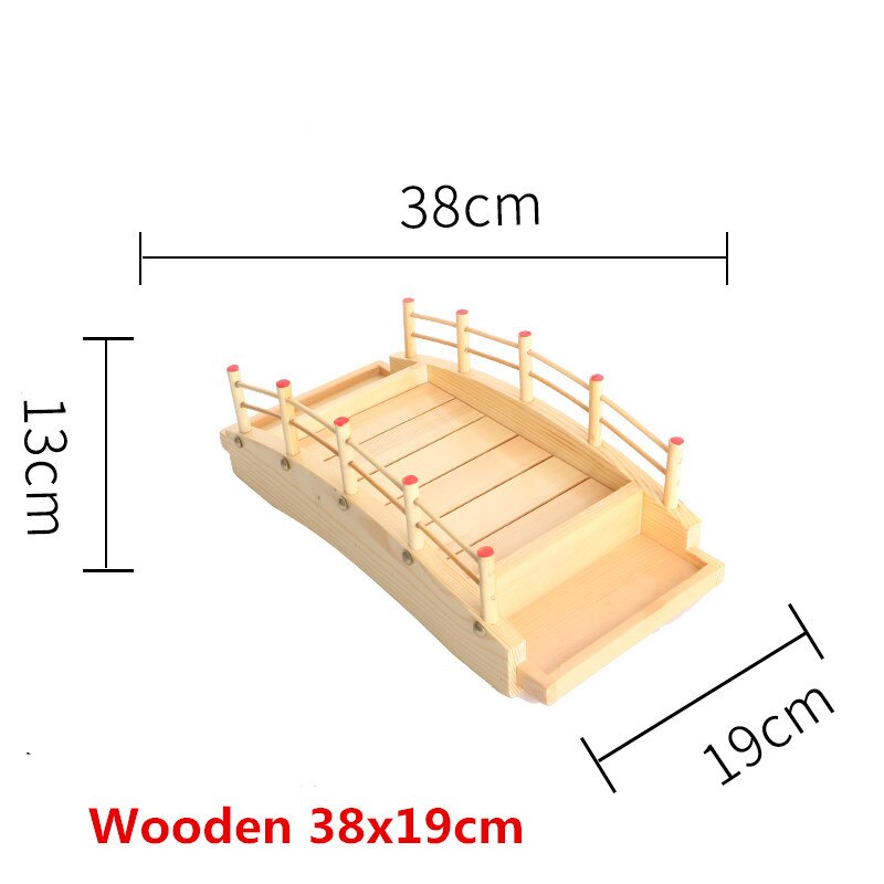Japansk sushi træbåd bue sushi brobåde sashimi fad madlavning tøris fad drage båd sushi fad: Træ 37 x 18 xh 13cm