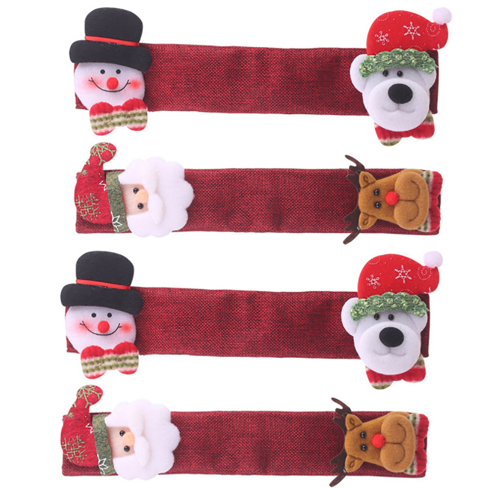 Cubierta de manija de refrigerador de Navidad, Pomo de puerta Protector de tela de Papá Noel, muñeco de nieve, cocina, horno microondas