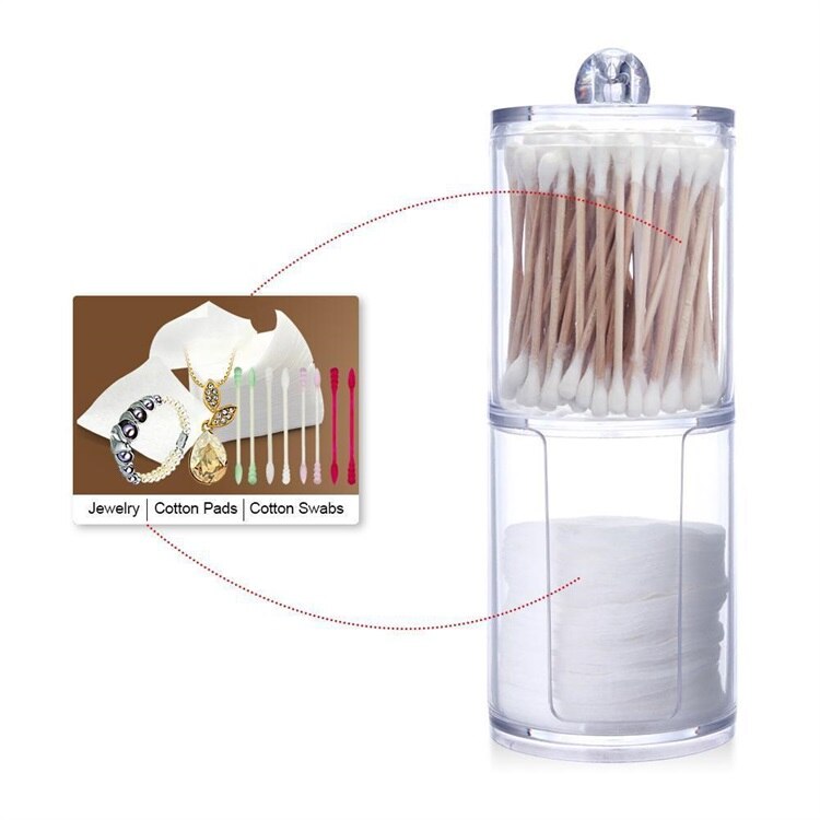 Opbevaringsboks gennemsigtig organisator vatpindearrangør akryl bomuldspude opbevaringsboks kosmetisk plastkasse badeværelse soveværelse: B