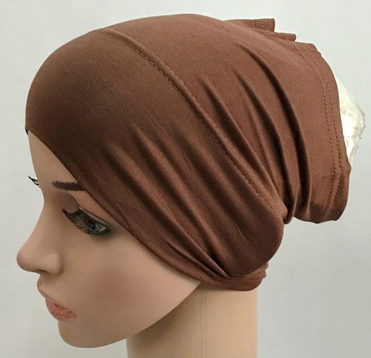Zachte Modal Inner Hijab Caps Moslim Stretch Tulband Cap Islamitische Underscarf Motorkap Hoed Vrouwelijke Hoofdband Tube Cap Turbante Mujer: Coffee